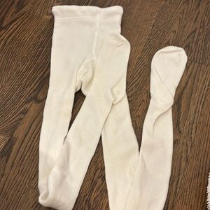 Hanna Andersson Girls white ribbed cotton tights - size 120 (6/7)